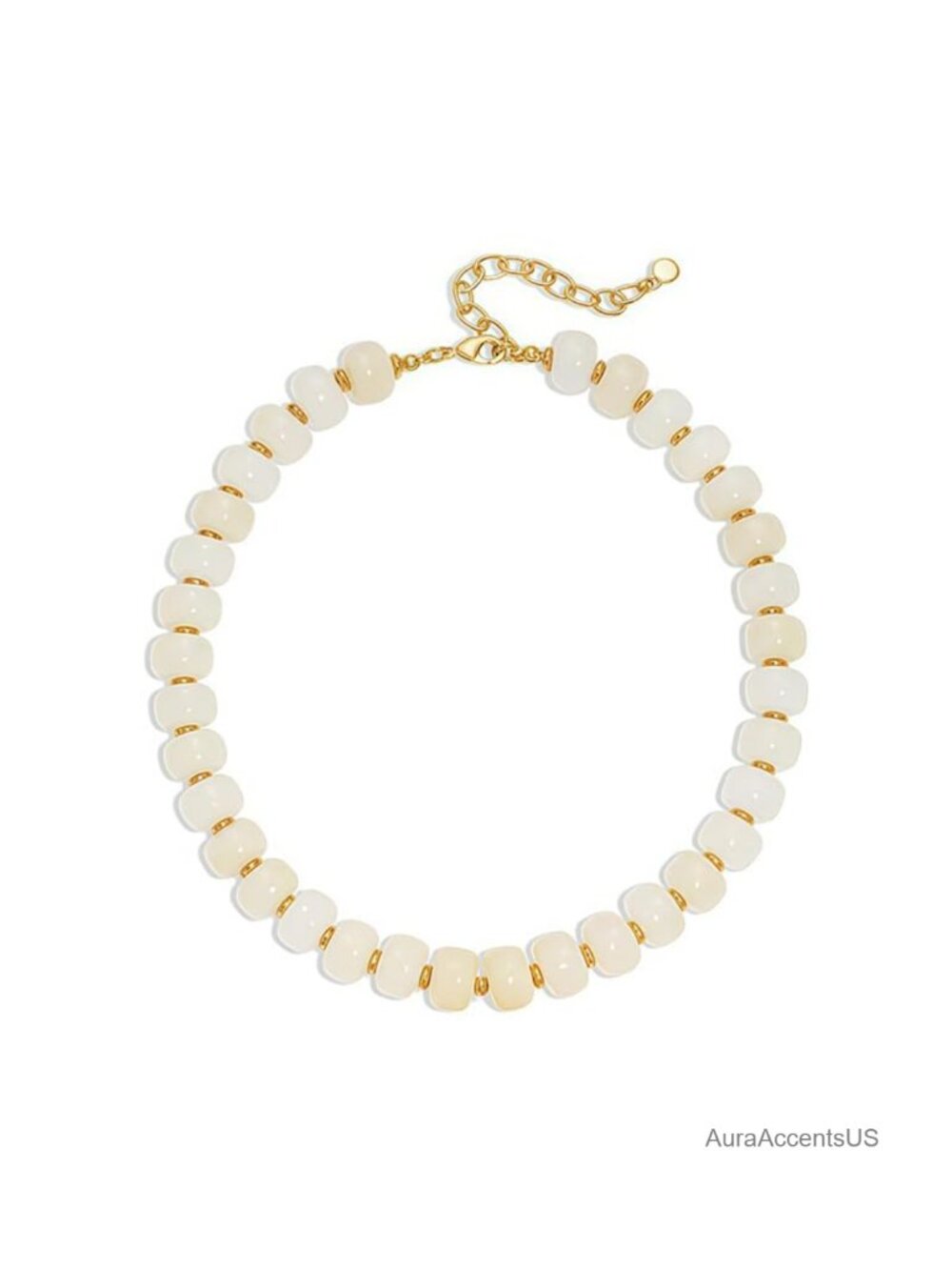 Chunky Resin Beaded Statement Necklace Gold-Tone Boho Women Jewelry